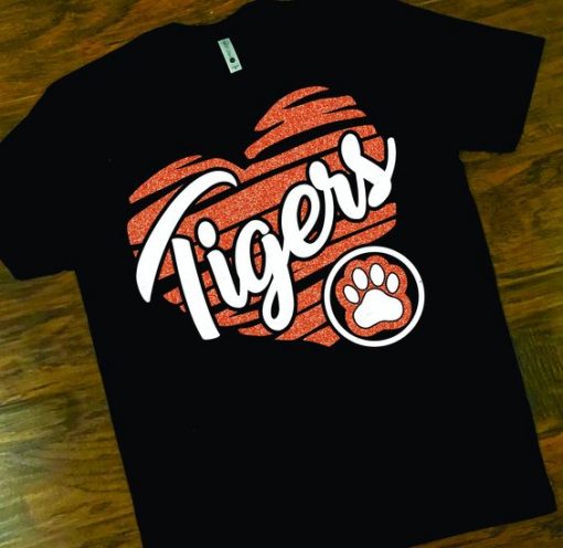 Heart with Paw Tiger T-shirt ZK01