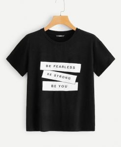 Slogan Print T-shirt KH01