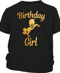 9th Birthday Girl Gold T-Shirt EL01