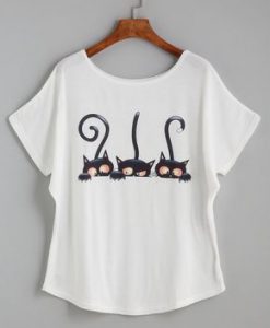 Three Cats Black T-shirt FD01Three Cats Black T-shirt FD01