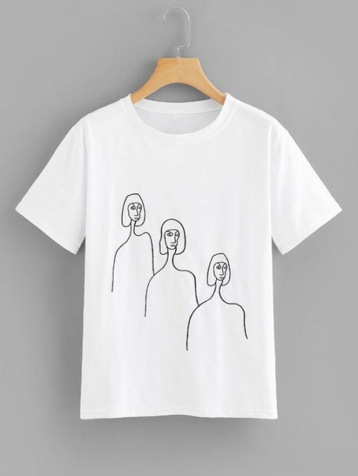 Figure Embroidery Tee T-shirt FD01