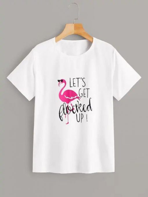 Flamingo Print T Shirt SR01