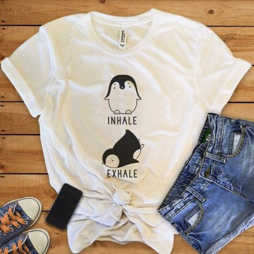 Inhale Exhale Penguin Yoga T-shirt SR01