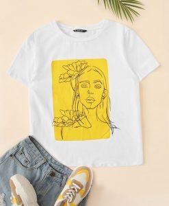 floral de figura T-shirt FD01