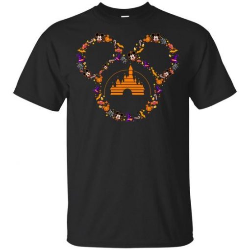 Disney Castle Mickey Head Halloween T-Shirt EL