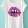 White Red Lip Print Loose T-Shirt ER01