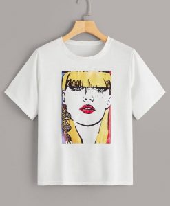 Yellow Figure Print Tee T-Shirt VL01