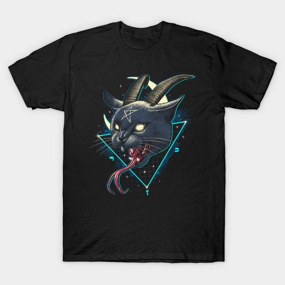 Evil Cat Print T Shirt SR28N