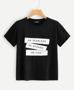 Slogan Design Print T-Shirt VL14N