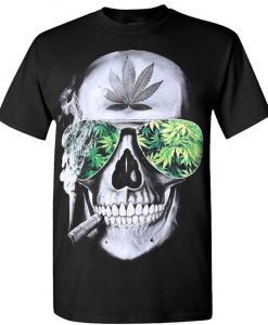 Wood Skull Marijuana T Shirt SR18D