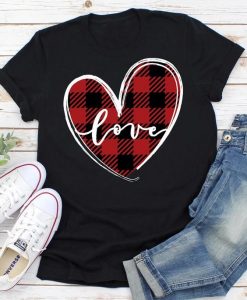 Love Heart Plaid T Shirt SR7J0