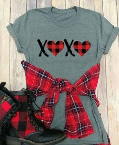 XOXO Plaid Valentine T-Shirt ND11J0