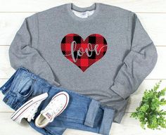 Buffalo Plaid Love Sweatshirt EL5F0