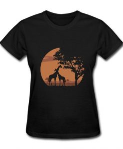 Giraffe landscape Women Tshirt FD4F0