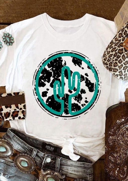 Cowhide Cactus Western T-Shirt AL