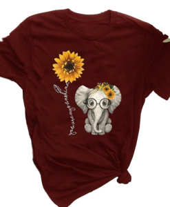 Cute Small Elephant Sunflower T-Shirt AL