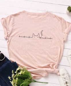 Cutie Cat Heart Beat T-Shirt AL