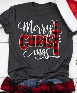 Buffalo Plaid Merry Christmas T-Shirt AL