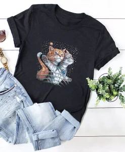 Cat Print T-Shirt AL