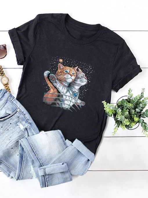 Cat Print T-Shirt AL
