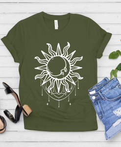 Boho Draping Sun And Moon Festival Gypsy T-Shirt AL