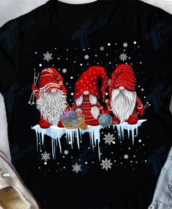 Christmas Gnome Knitting Graphic T-Shirt AL