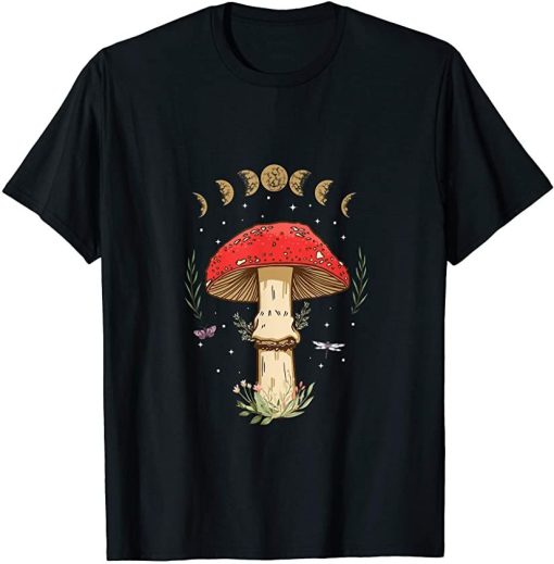 Dark Academia Cottagecore Aesthetic Magical Mushroom Fungi T-Shirt AL