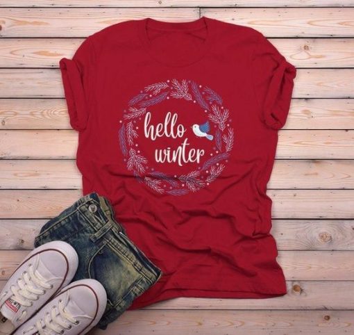 Hello Winter Beautiful Wreath T-Shirt AL